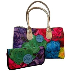 Comeflor Fashion Floral Handbag Zipper Two Handled Purse with matching wallet